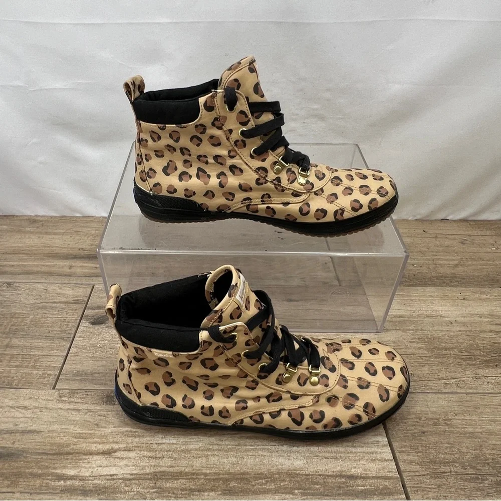 Keds Girls shoes‎ 5M Scout Black Tan Leopard Hi-Top Lace Up Sneaker Boots